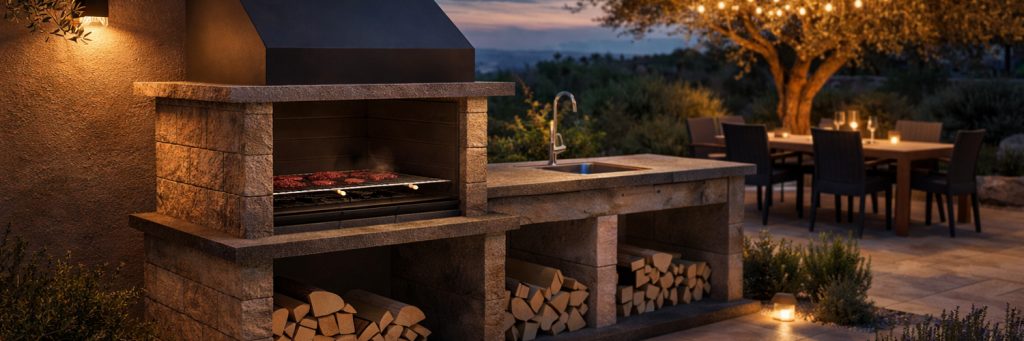 Cómo construir una zona de barbacoa con una Barbacoa de Obra grande y elegante