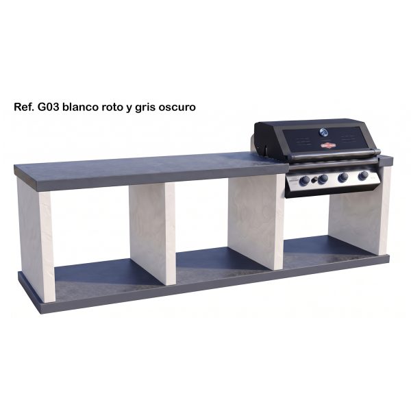 Cocina de exterior barbacoa de gas G03 blanca y gris