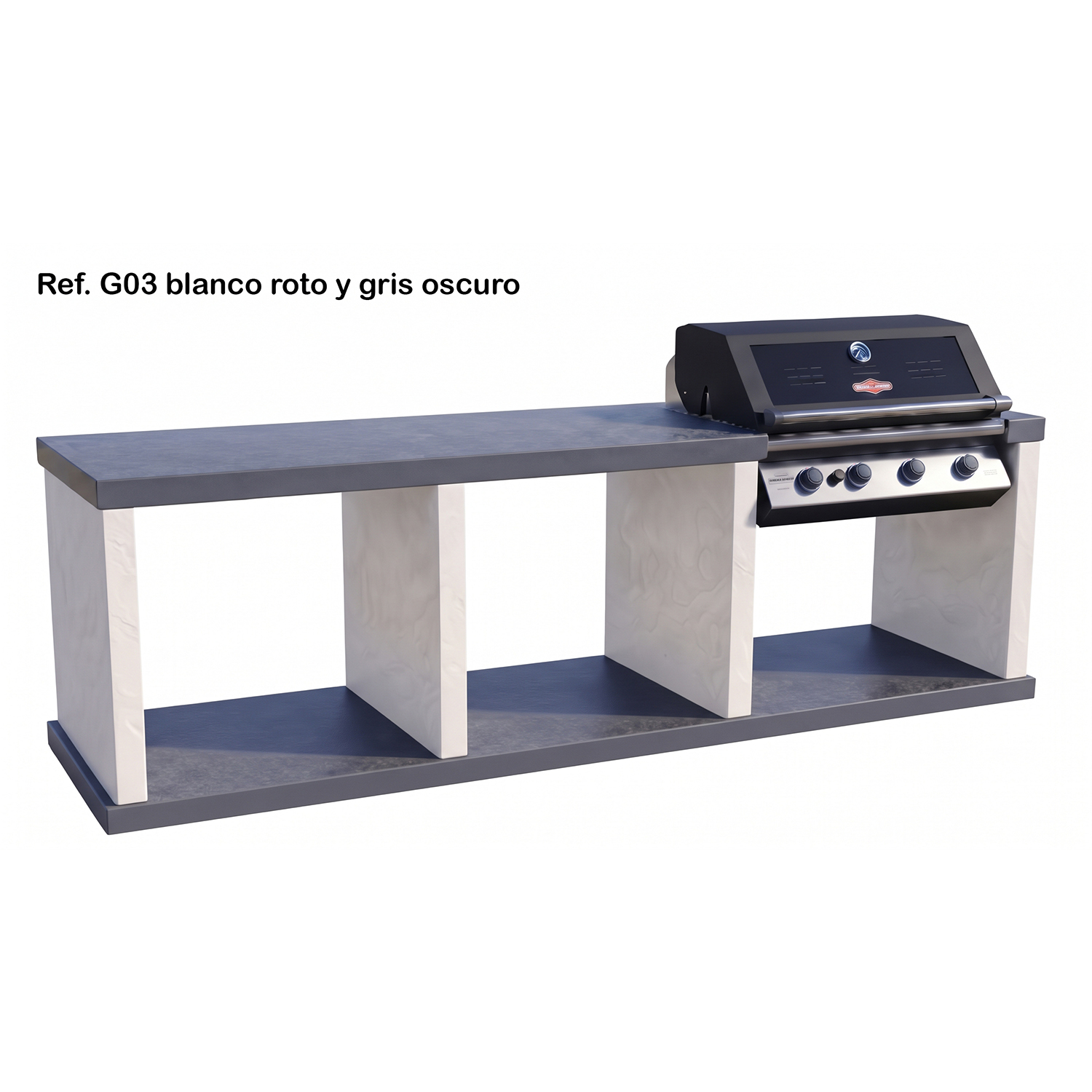 Cocina de exterior barbacoa de gas G03 blanca y gris Cocina de exterior barbacoa de gas G03 blanca y gris