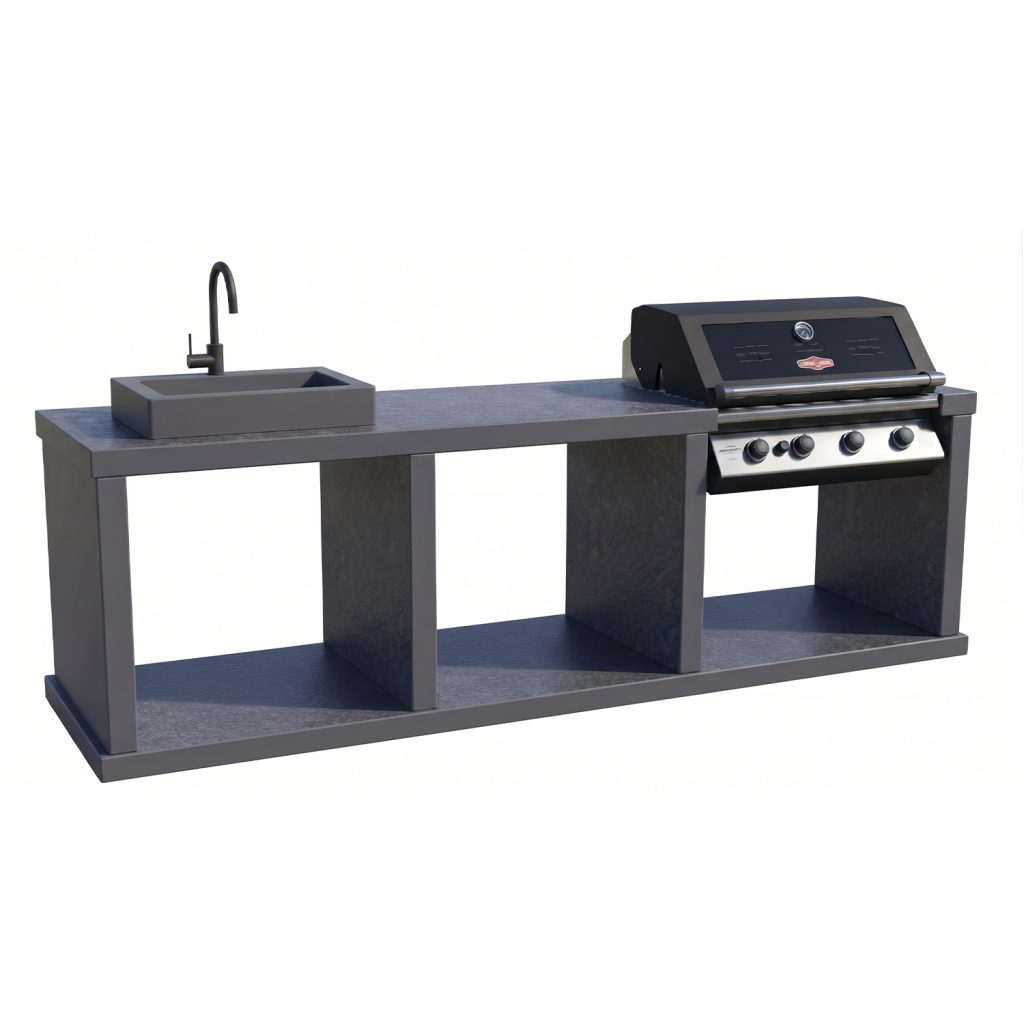 Cocina de exterior barbacoa de gas G03 gris oscuro con fregadero Cocina de exterior barbacoa de gas G03 gris oscuro con fregadero