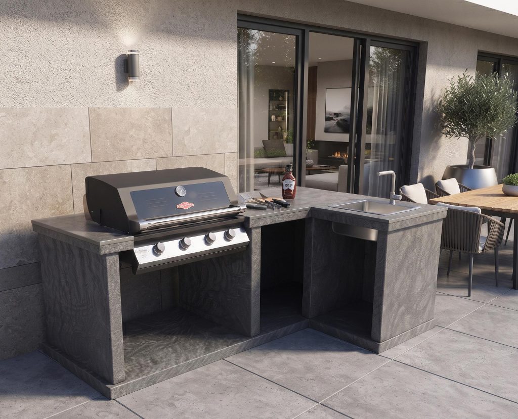 Cocina de exterior con fregadero