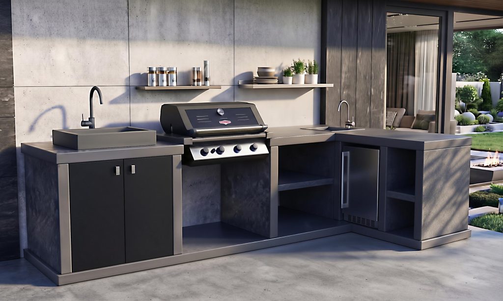 Cocinas de exterior con puertas y barbacoa de gas Cocinas de exterior con puertas y barbacoa de gas